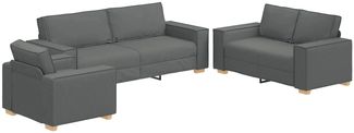 vidaXL Sofa 3 pcs Dunkelgrau 220 x 80 x 84 cm Leinenmischgewebe 3324610
