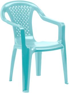 Kinder Stapelstuhl Bistrostuhl Rattan-Optik Blau Kunststoff