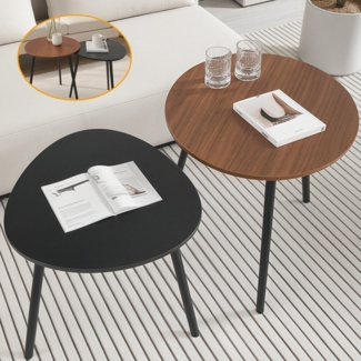 MULISOFT Couchtisch Beistelltisch 2er Set Satztisch Sofa Tisch für Wohnzimmer (großer Tisch(45x47cm),Kleiner Tisch(42x40cm), 2er Set), Kaffeetisch Couchtisch Modern Schwarz