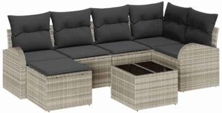 vidaXL Gartensofa-set 7 pcs Hellgrau Poly-Rattan 3346122