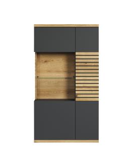 Highboard Norris in grau und Eiche Evoke 80 x 146 cm