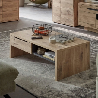 moebel-dich-auf Couchtisch BELLINZONA (Wohnzimmertisch Sofatisch, in Viking Oak Nature Nb. / graphit), 2 Schubkästen, 2 Ablageflächen