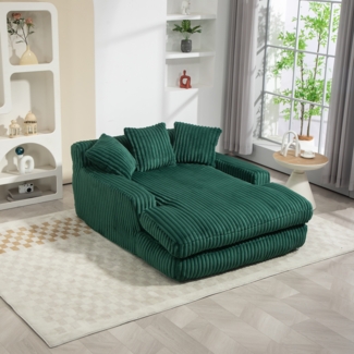 Schlafsofa, Cord Cloud Couch mit 3 weichen Kissen, Bodensofa für Wohnzimmer, Wohnung, Büro, Cord, Smaragdgrün