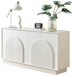 autolock Kommode Moderner Sideboard mit gewölbten Türen–4-Türiger Aufbewahrungsschrank, MDF-Konstruktion mit matter Oberfläche,elegante Aufbewahrungslösung