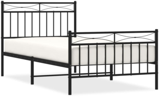 vidaXL Bettgestell mit Kopf- und Fußteil, Metall, Schwarz, 100x190 cm