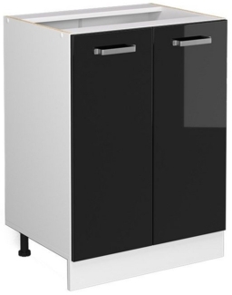 Vicco Küchenunterschrank R-Line, Schwarz Hochglanz/Weiß, 60 cm ohne Arbeitsplatte