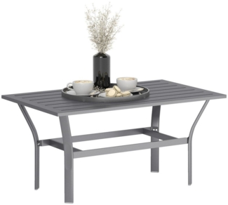 Outsunny Beistelltisch mit Lamellendesign (Metall Balkontisch, 1-St, wetterfest Kaffeetisch), für Balkon Garten Terrasse Veranda 91,5 x 55 x 45 cm Dunkelgrau