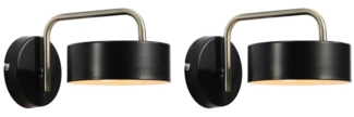 Vente-unique - 2er-Set Wandleuchten Vintage - Metall - L 24 x H 14,5 cm - Schwarz & Goldfarben - OTILIE