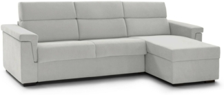 Dmora Sofa mit Halbinsel Cintano, Ecksofa für Wohnzimmer, gepolstert, abnehmbarer Bezug, 100 % Made in Italy-Qualität, 285x160 h100 cm, Hellgrau