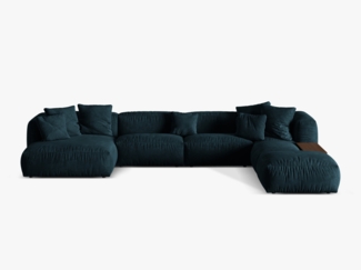 Micadoni Panorama-Ecksofa Martina 5-Sitzer Samt Tiefes Petrol Rechts