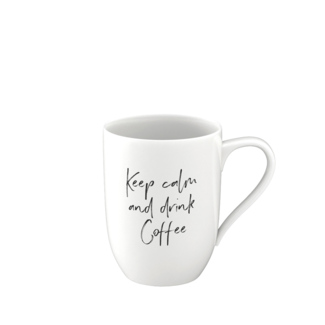 Villeroy & Boch Vorteilset 6 Stück Statement Becher mit Henkel Keep calm and drink c. Premium Porcelain weiß 1016219652