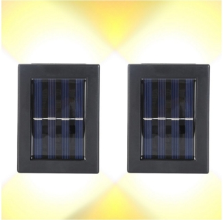 LETGOSPT Außen-Wandleuchte 4er LED Solarleuchte Up & Down Light Solarlampe Außen Wandlampen, LED fest integriert, Warmweiß, Solarleuchten für Außen, Solar LED Wandleuchte für Veranda, Garten