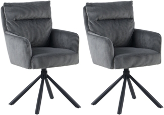 OTTO home Esszimmerstuhl Justin (Set, 2 St), gemütlicher Sessel mit Taschenfederkern, 360 Grad drehbar, Grob - Cord