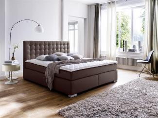 Boxspringbett Lenno - Kunstleder Braun H2&H3 180x200 cm