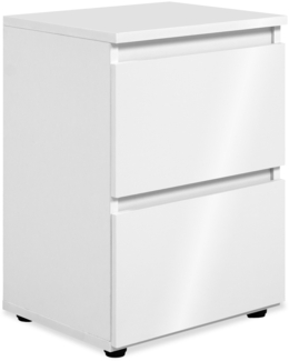 Nachtkommode >Lulea< in weiß glänzend, Holzwerkstoff - 36 x 49 x 29 cm (BxHxT)