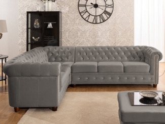 S-Style Möbel Ecksofa Chesterfield L-Form Cleo Blink aus Samt mit Kristallsteppung, mit Wellenfederung