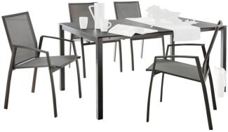 SIT Mobilia 5-tlg Sitzgruppe Etna/Argentina Alu anthrazit/HPL/schwarz 160x95 cm