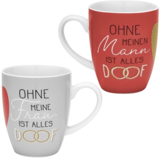 Sheepworld Tasse Tassen-Set Kaffeetasse Sheepworld Geschenkbox Geschenk Hochzeit DOOF, Material: Porzellan