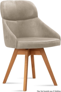 Esszimmerstuhl drehbar (8er-Set) Drala 52 x 82 x 63 Eiche geölt/Natur