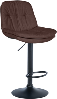 Barhocker MITUN - Stoff Braun 46 x 54 x 92 cm Schwarz | Barstuhl Höhenverstellbar Mit Lehne Drehbar Tresenhocker Tresenstuhl Kneipenhocker Kneipenstuhl