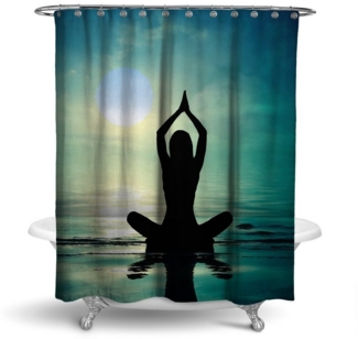 RAHMENLOS® Duschvorhang Motiv Relax Yoga - 180x200 cm Breite 180 cm