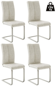 Freischwinger >HUDSON< (4er-Set) mit Griff, Edelstahl, Bezug creme - 43x103x60 (BxHxT)