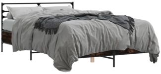 vidaXL Bettgestell Räuchereiche 135x190 cm Holzwerkstoff und Metall 3280074