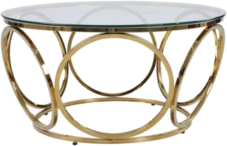 Couchtisch Ø 80 cm gold Glastisch Beistelltisch Sofatisch Wohnzimmertisch