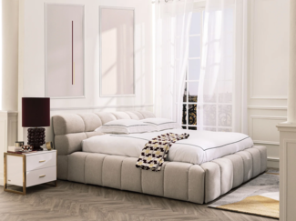 Vente-unique - Bettwäsche bestickt - 240x260 cm + 2 Kissenbezüge 63x63 cm - Baumwollperkal - Weiß & Anthrazit - CHARMY