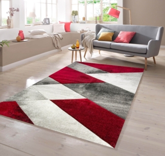 TeppichHome24 Teppich Teppich geometrisches Muster in rot grau, rechteckig