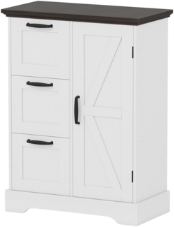 Küchenschrank im Landhausstil mit Türen & 3 Schubladen Buffetschrank Aufbewahrungsschrank Weiß