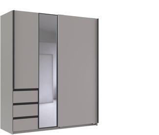 Schwebetürenschrank >Stade< in SAHARAGRAU / GRAPHIT - 168x198x63cm (BxHxT)