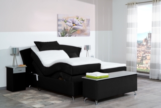 Meisterbetten Boxspringbett Huss 200x200 in VS-Schwarz, Matratzenbezug Nano, Ergoflex-Topper