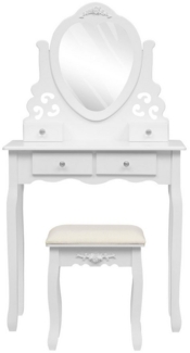 Happy Home Schminktisch Schminktisch mit Spiegel, 4 Schubladen & Hocker weiß