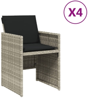 vidaXL Gartenstühle mit Kissen 4 Stk. Hellgrau Poly Rattan 4007440