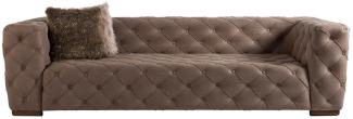 Casa Padrino Luxus Chesterfield 3er Sofa Grau / Braun 240 x 95 x H. 81 cm - Chesterfield Wohnzimmer Sofa - Chesterfield Wohnzimmer Möbel - Luxus Kollektion