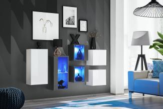 Hängende Kommode SB4 in Weiß und Grafit 150 x 80 cm 7-teilig