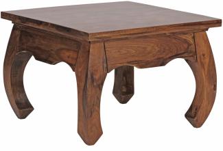 Kadima Design Sheesham Couchtisch Kanada im Landhausstil, handgefertigt, elegante Opium-Form, pflegeleicht und robust. 60x60x40 cm