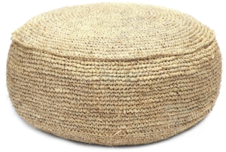 Der Raffia Flores Pouffe - Natur - Natürlich - 60x60x35cm