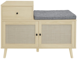 REDOM Schuhschrank Schuhschrank mit Rattandesign (mit Rattangeflecht-Doppeltüren, Schublade und gepolsterter Sitzfläche)