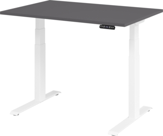 bümö elektrisch höhenverstellbarer Schreibtisch 120x80 cm in graphit, Gestell weiß mit Memory-Steuerung, elektrischer Bürotisch höhenverstellbar Gaming Tisch, XDKB12-G-W