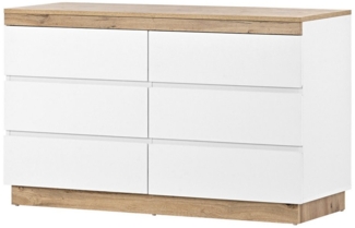 autolock Kommode Sideboard weiß Schließfachschrank Highboard mit 6 Schubladen (Breite 110 cm Tiefe 40 cm Höhe 67.5cm), Anrichte für Wohnzimmer Schlafzimmer