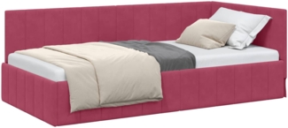 vidaXL Eckbettgestell mit Kopfteil Weinrot 90 cm x 190 cm Samt 42016301