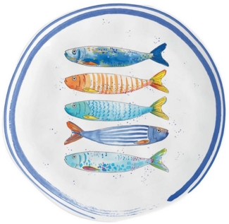 EasyLife Kuchenteller Bord de Mer, Spülmaschinengeeignet, Weiß, Motiv: Fische