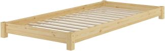 Niederflurbett Futonbett Einzelbett Bodenbett Futon 90x200 Kiefer massiv V-60. 51-09