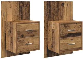 vidaXL Wandmontiertes Nachttischchen 2 pcs Altholz 48,5 x 32,5 x 80 cm 880486