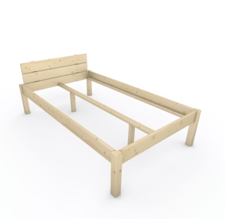 Pfostenbett "metallarm" Fichte Holzbett "Daybett" 120 x 210cm 48cm Einzelbett
