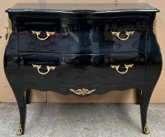 Casa Padrino Barock Kommode mit 2 Schubladen Schwarz / Gold - Handgefertigte Massivholz Kommode im Barockstil - Handgefertigte Barock Möbel - Edel & Prunkvoll