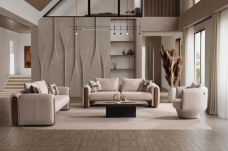 Sitzgruppe/Sofa Set - Wohnzimmergarnitur "Lupinella" 3+3+1-Beige