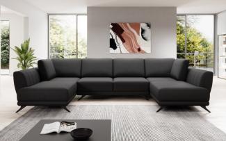 Designer Sofa Nina mit Schlaffunktion Stoff Schwarz